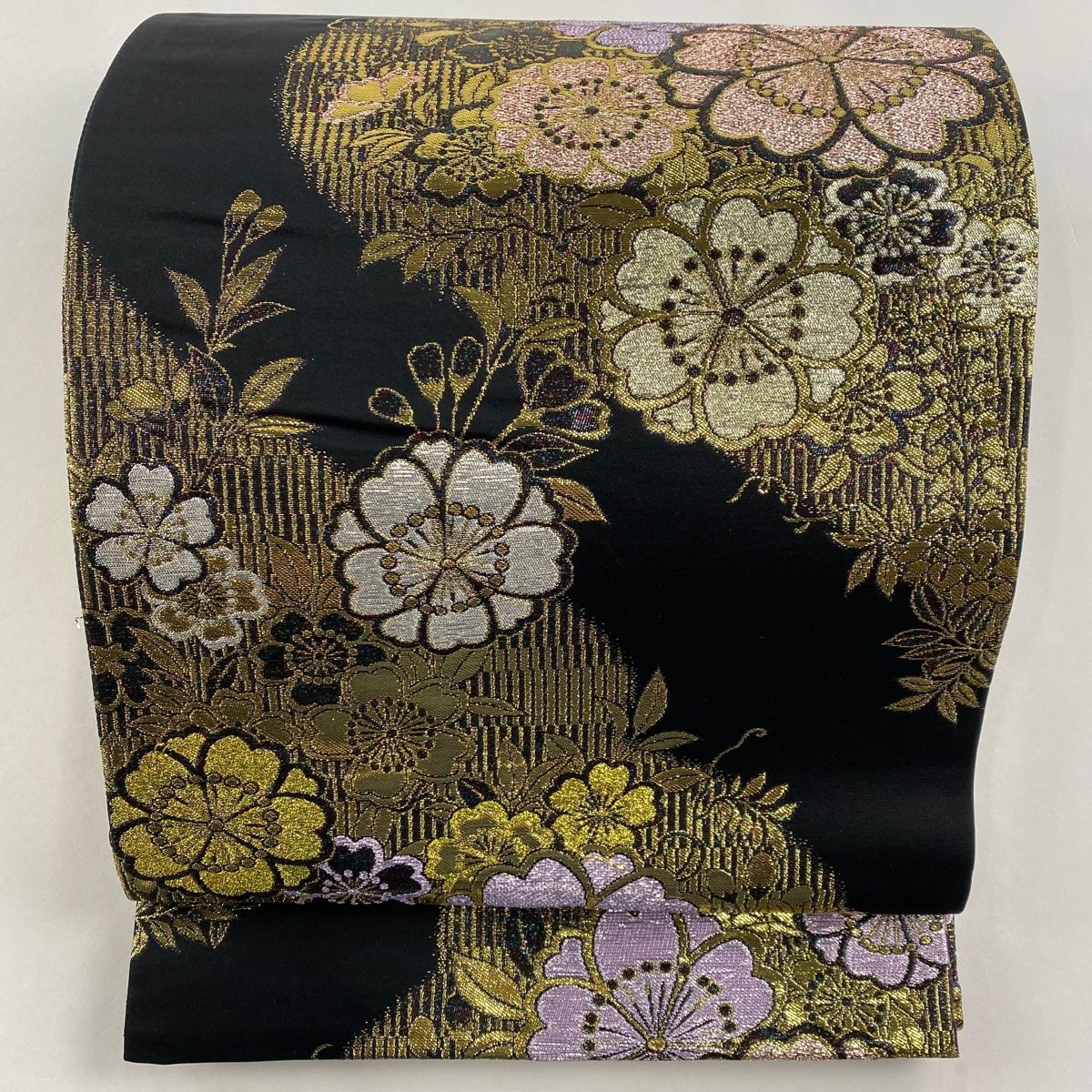 桜 ラメ 袋帯 袋帯 帯 正絹 成人式 結婚式 お仕立て上がり 藤色 桜