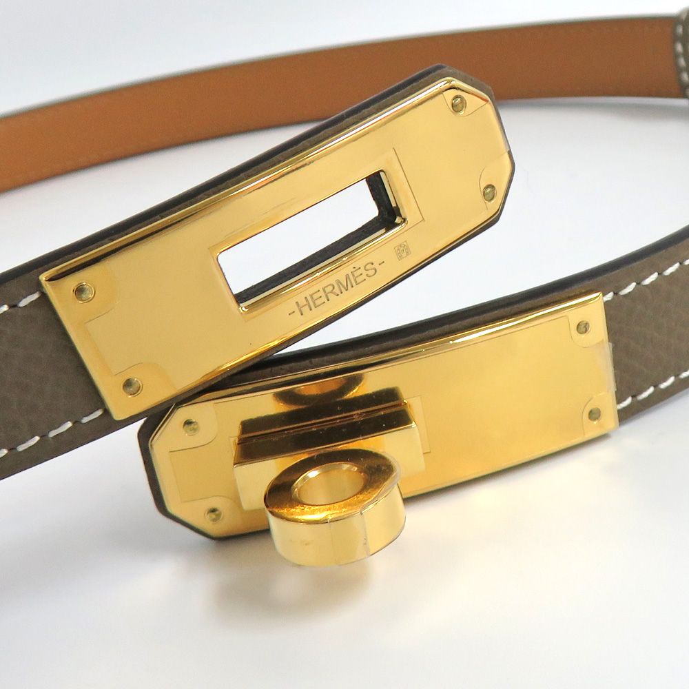 名古屋】エルメス ケリーベルト18 エトゥープ ゴールド金具