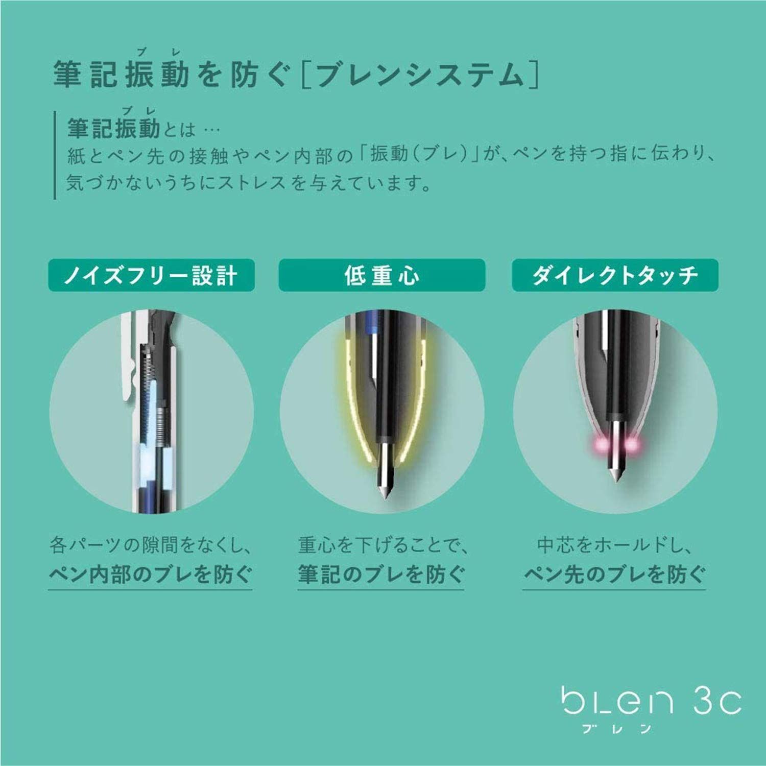 在庫処分】替芯3本付き(黒、赤、青) 白軸 0.5mm B3AS88-SNC5-WAZ