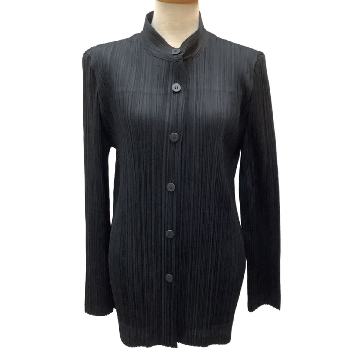 Max Mara ITALY製 マオカラー ロング ジャケット ブラック