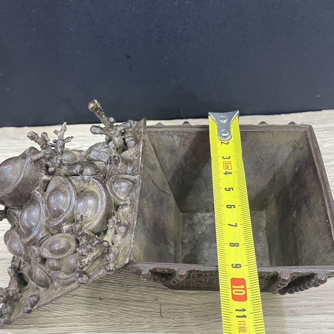 銅製 元宝開蓋招財進宝香炉 香道具 装飾品 工芸品 美術品 置物