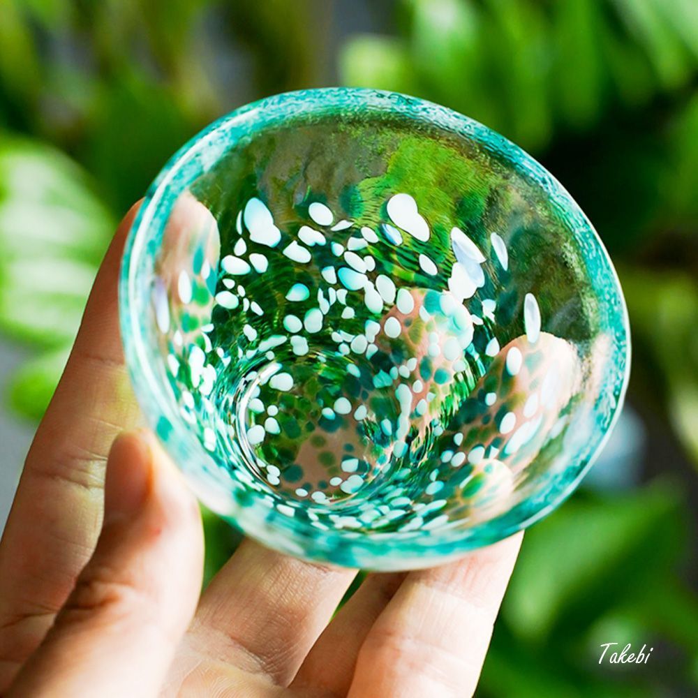 津軽びいどろ みずばしょう2点セット（ 盃1個と色色豆皿1個） 日本