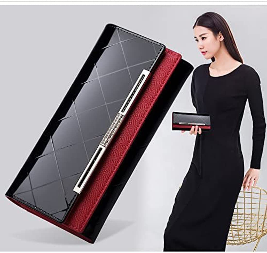 『在庫処分』 上品 収納 大人 たっぷり 二つ折り 折りたたみ 茶 青 赤 黒 オレンジー ブラウン 型押し ブルー レッド ブラック レディース 財布 長財布 牛革 大容量 [Rockyu]