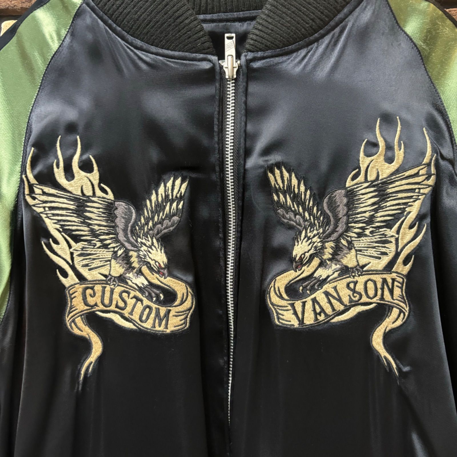 ★VANSON★スカジャン★リバーシブル★刺繍★サイズS★ VANSON 当店別注!バンソン スカル刺繍 リバーシブル スカジャン