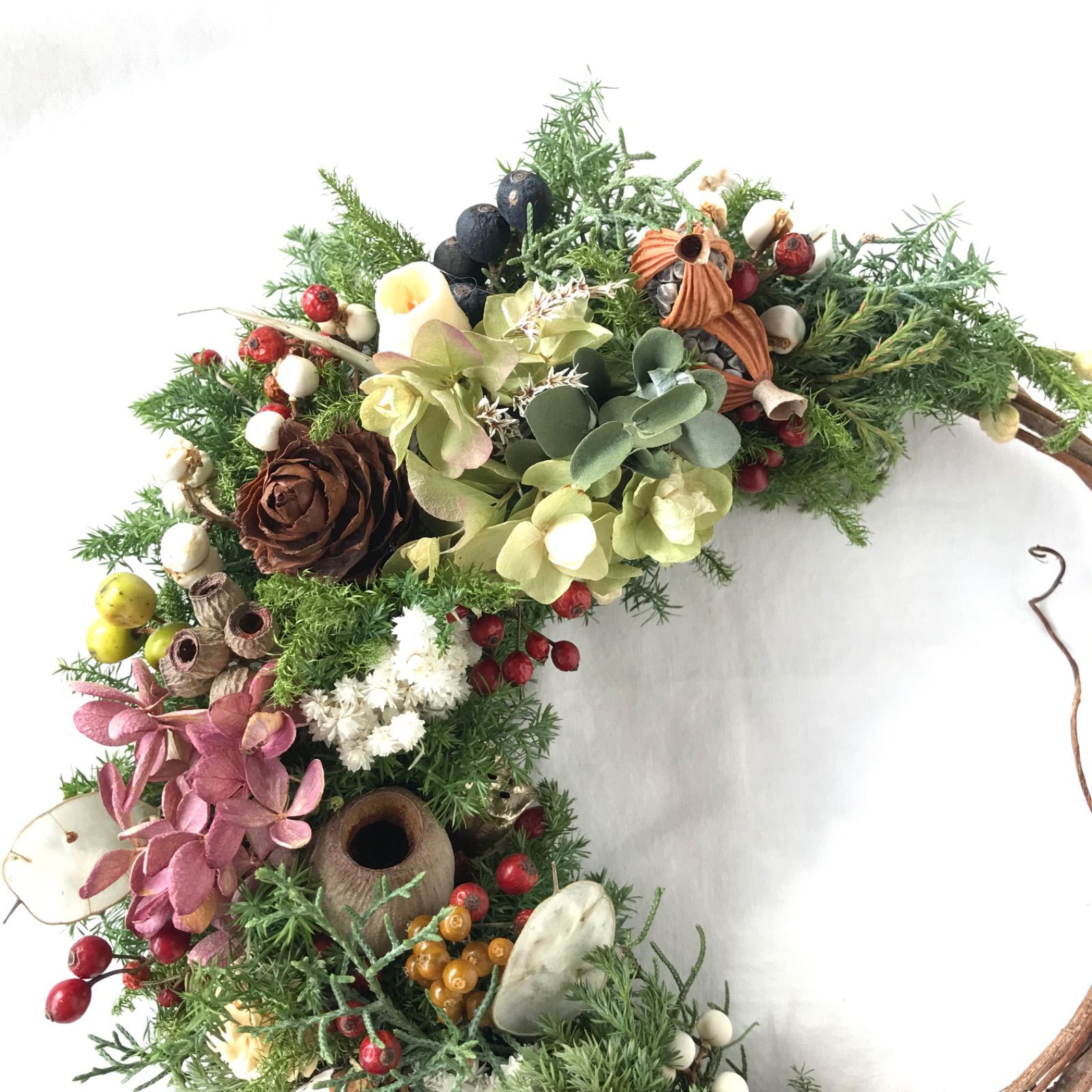 ドライフラワーナチュラルクリスマスリース 2024年新作 クリスマスリース Lサイズ 直径約33cm 選べる8種類