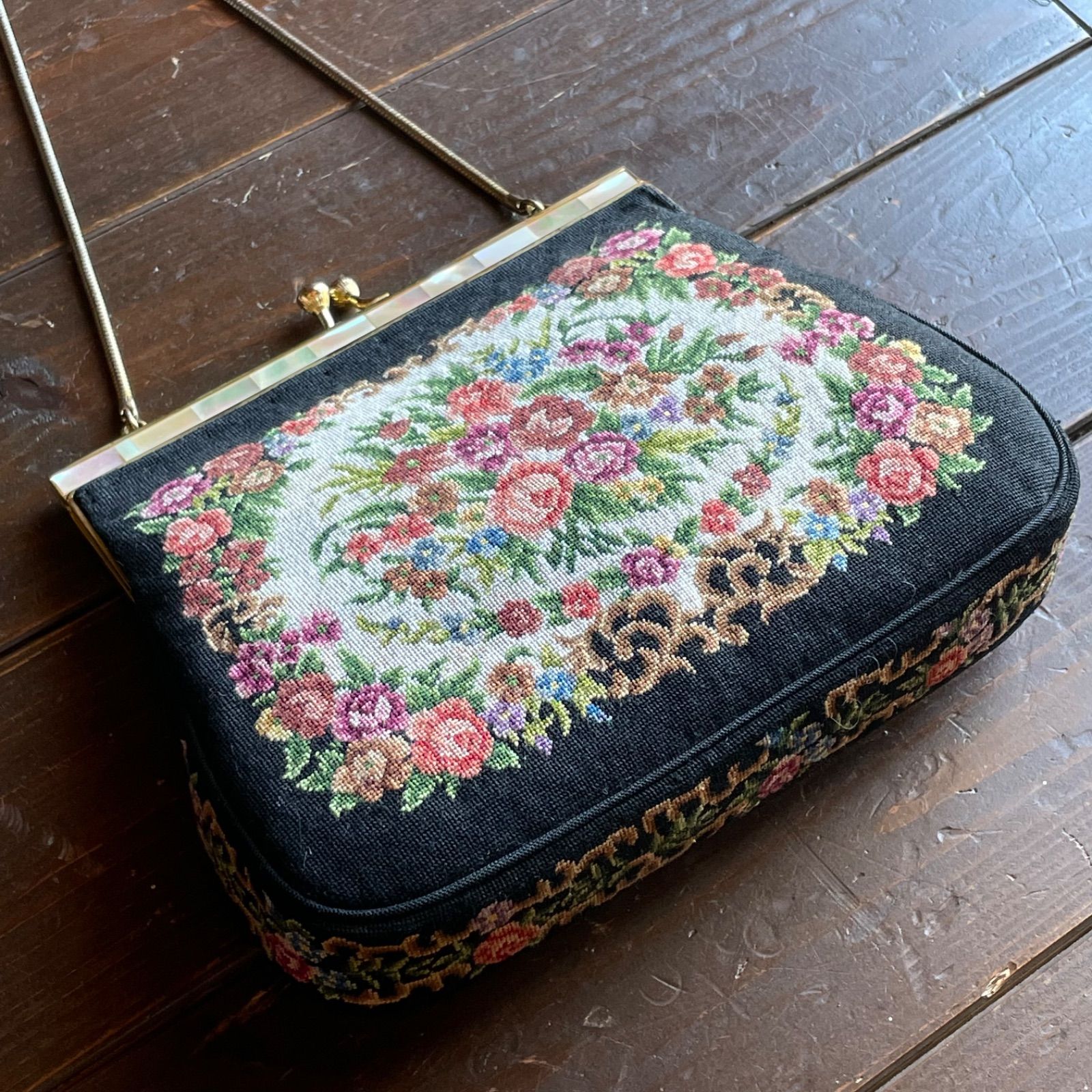 フランス製 プチポワン ゴブラン ハンドバッグ