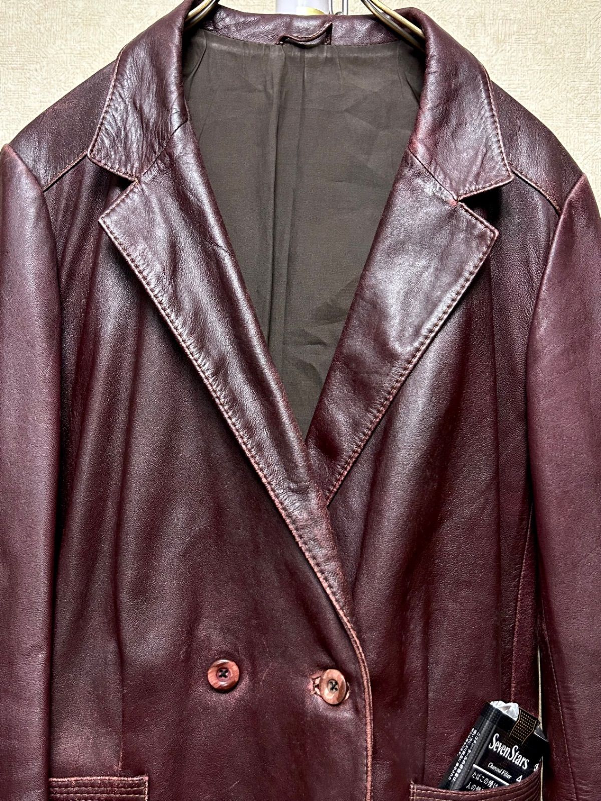 70s vintage レザージャケット Euro製 70年代EUROダブルテーラードレザージャケット黄金サイズオールド年代