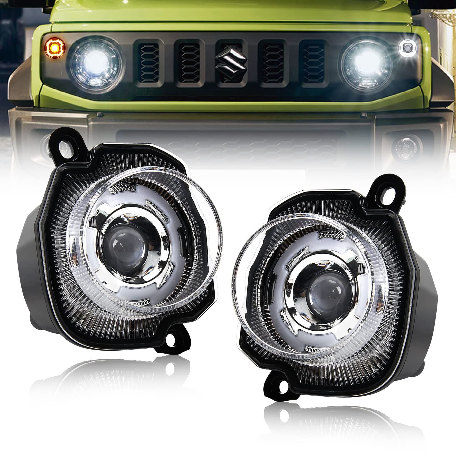 新着商品 明るい ウィンカーポジション 2色切替 車検対応 アンバー ホワイト ドレスアップ ディライト機能付き 防水 LEDウィンカーランプ フロント 純正交換 取付簡単 JB74 ジムニーシエラ カプラーオン ジムニーJB64 ハイフラ抵抗器付き