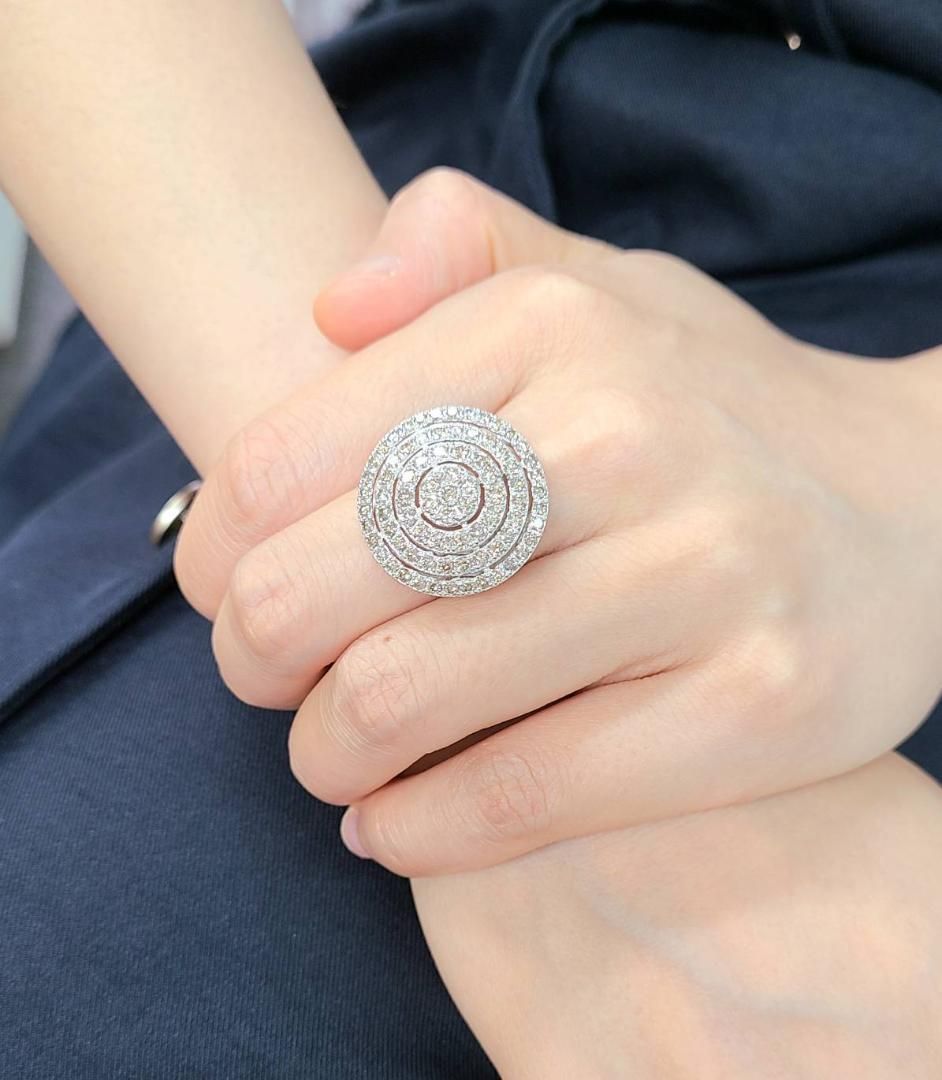 迫力 大ボリューム まるで 5ct ダイヤモンド K18 wg リング 鑑別書付