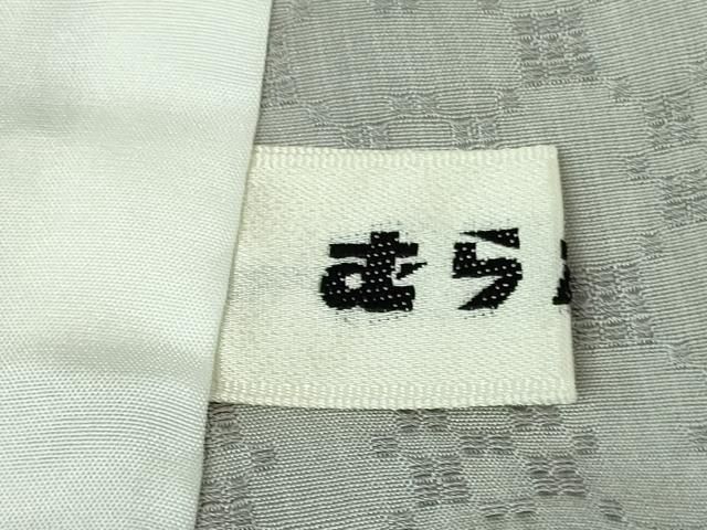 平和屋本店□極上 お召 花織 単衣 作家物 牡丹鼠色地 逸品 DZAA6618kh5