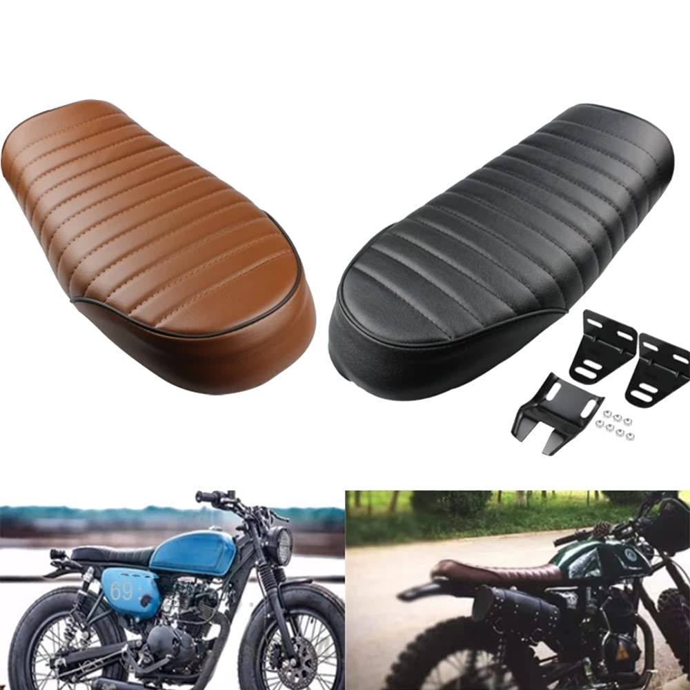 バイク シート ホンダ CG125 カフェ レーサー レトロ ヴィンテージ バイクシートクッション 汎用品 (ブラック) [ブラック]