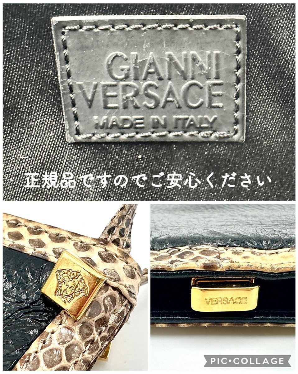 □新品級□ VERSACE メデューサ ショルダーバッグ 本革 ブラック 605T  