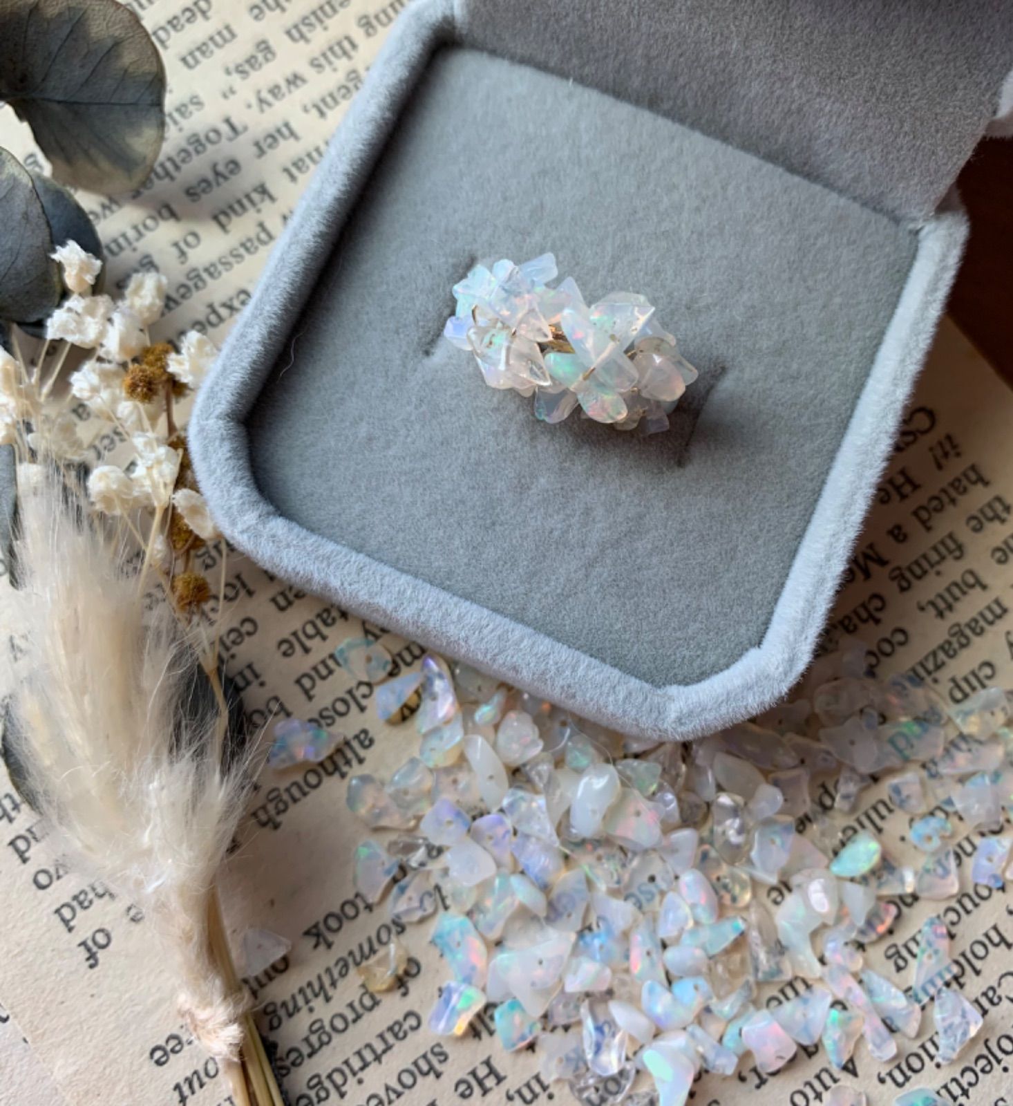 new❣️】キラキラ✨ プレシャス オパール さざれ フープピアス k16gp 