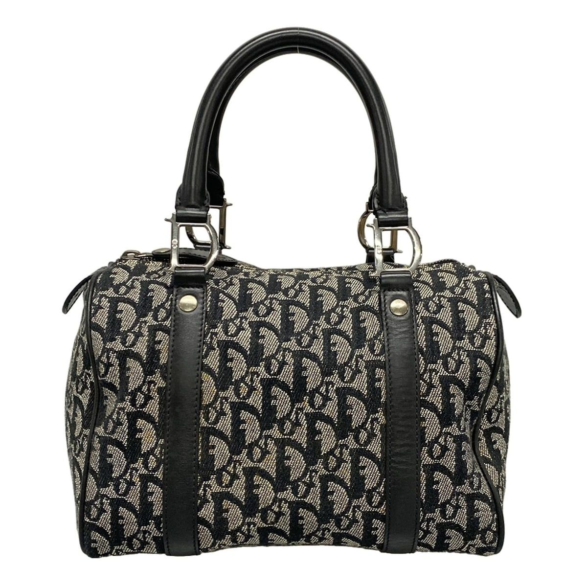 DIOR|ChristianDior ディオール|クリスチャンディオール ハンドバッグ トロッター ネイビー×アイボリー ミニボストン レザー