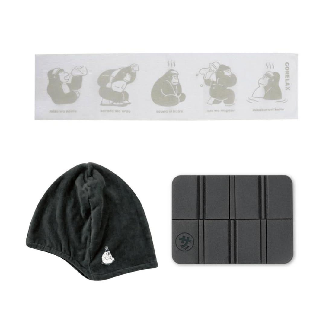 セット販売 ごリラックス サウナハット サウナマット ボディタオル サウナ サ活 ゴリラックス GORELAX バス用品 お風呂 銭湯 入浴 水風呂 旅行 かわいい プレゼント スーパー銭湯 温泉 銭湯 岩盤浴 効果 人気 メリット 頭皮保護 素材の違い