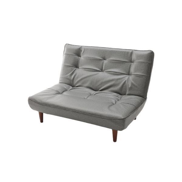 ハイバック ソファー 幅112cm 2人掛け PVC生地 グレー 合皮 リクライニング スチールパイプ ポケットコイルスプリング 日本製【代引不可】