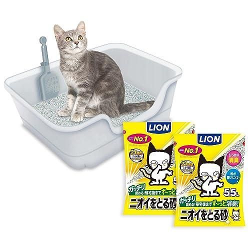 ライオン 猫トイレ ニオイをとる砂 獣医師開発猫トイレ ナチュラルグレー ニオイをとる砂 無香料 5.5L×2袋セット 消臭力か?高い鉱物系