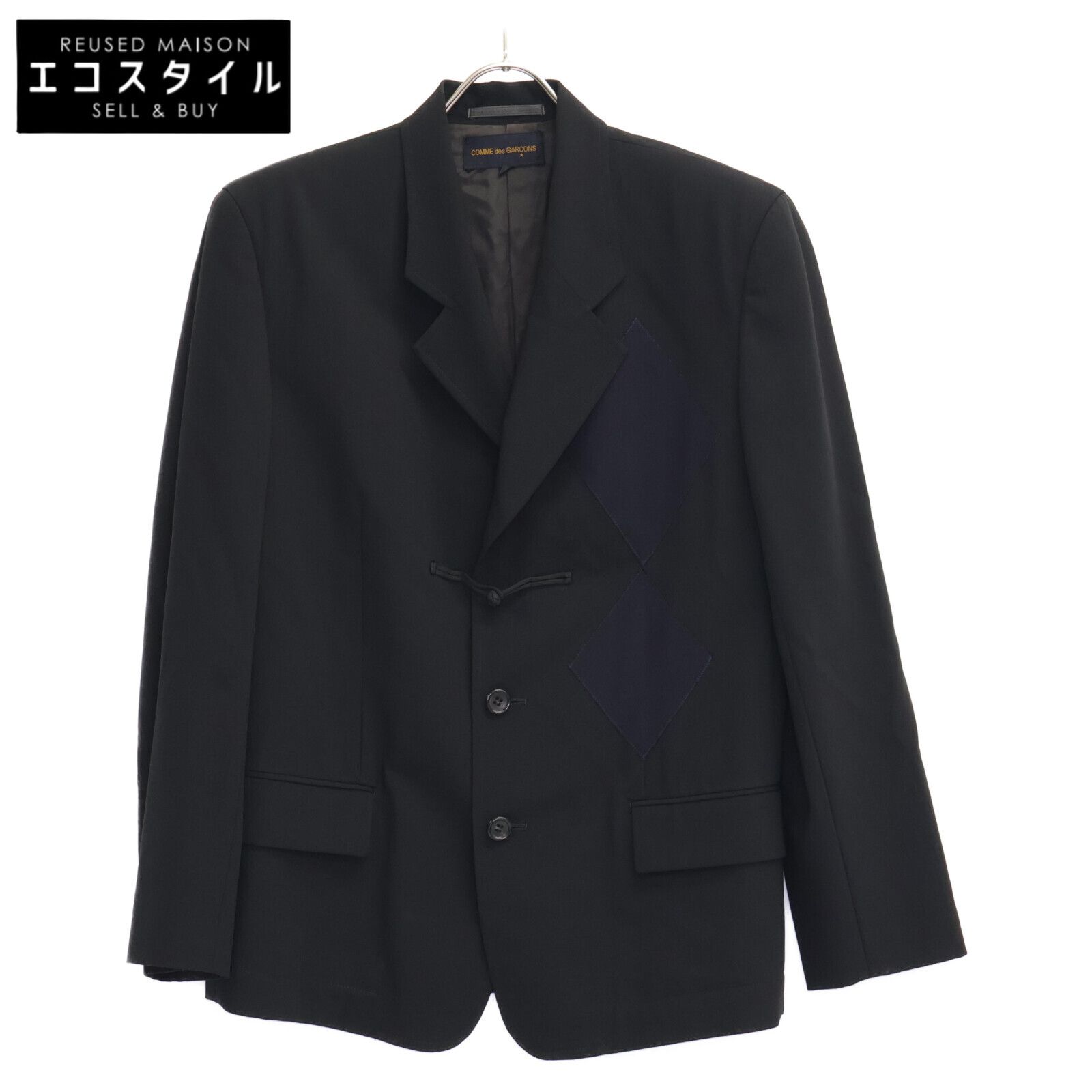 COMMEdesGARCONS コムデギャルソン GJ-11104M 90s ブラック ウール ダイヤパッチ テーラードジャケット M