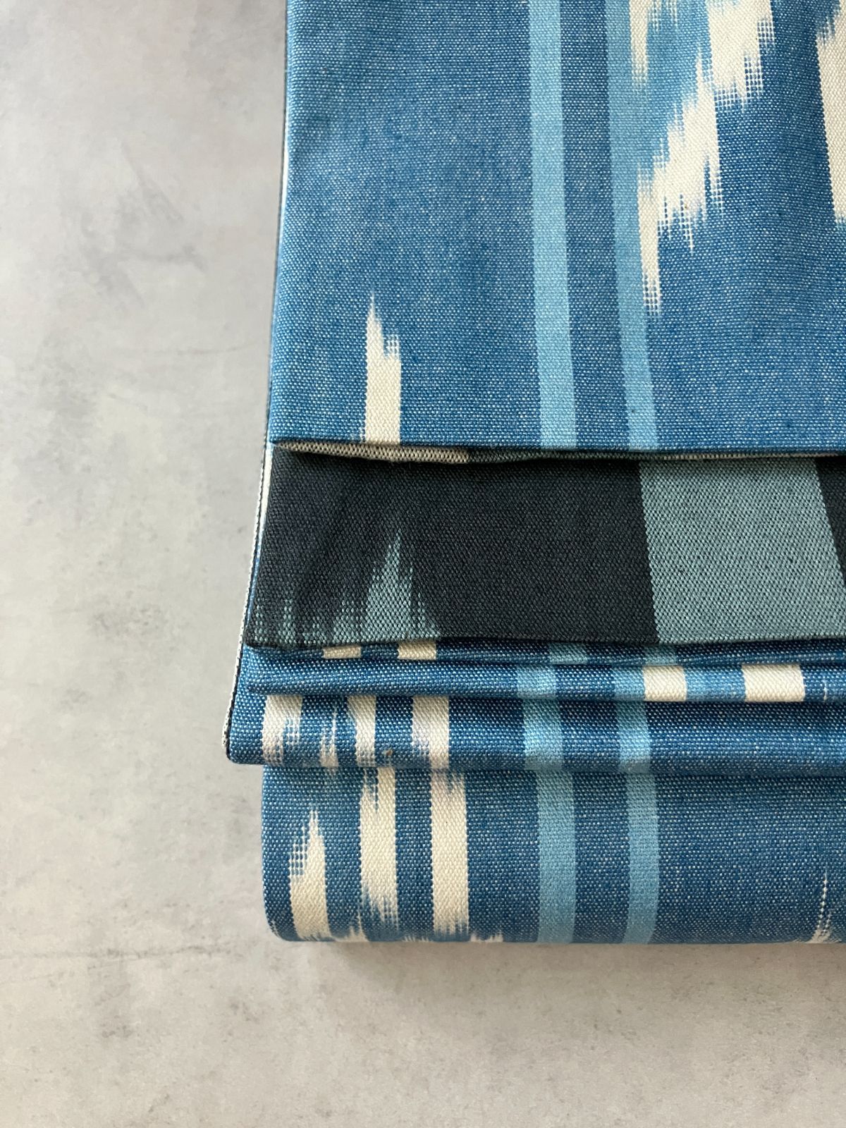 リバーシブル半幅帯 ターコイズ×墨グリーン