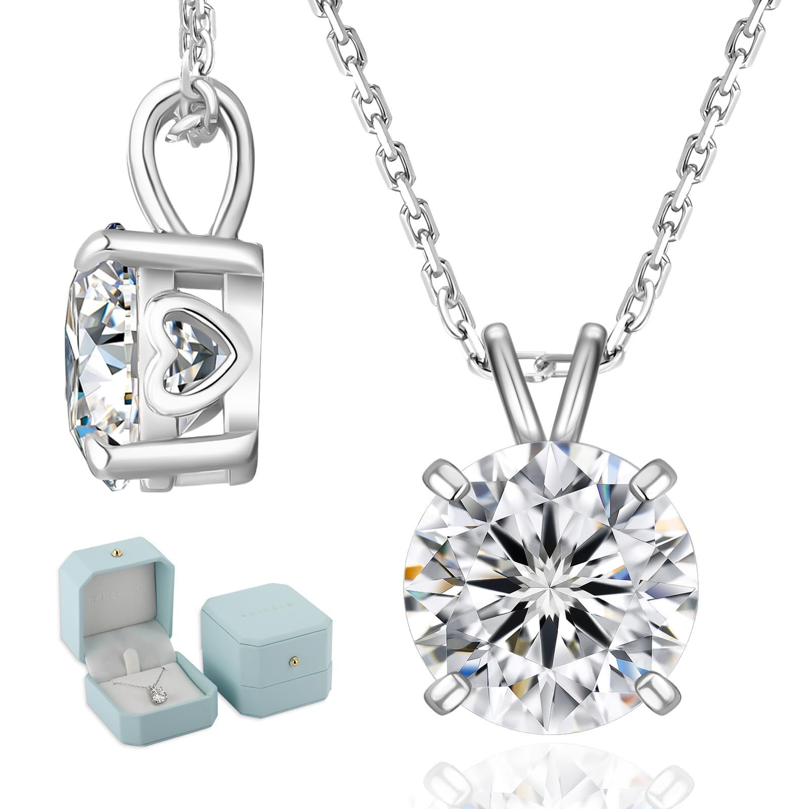 人気商品 人気 一粒ダイヤ ペンダントネックレス 女性 シルバー925 プレゼント 金属アレルギー対応 レディース 0.5|1|2|3ct ネックレス モアッサナイト モアサナイト 4本爪 KRKC-CO 45 5cm長さ調節