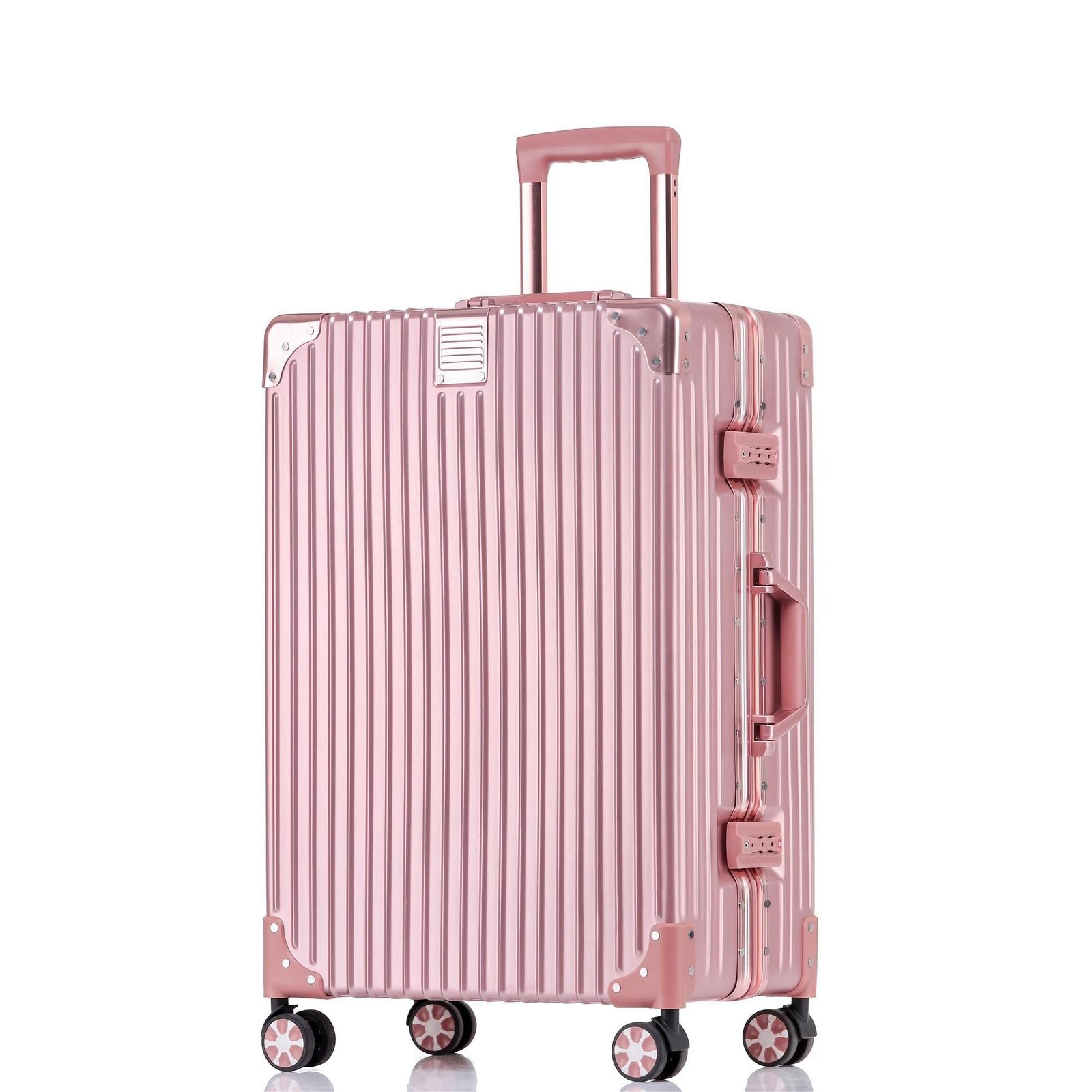 Yuweijie スーツケース アルミフレーム キャリー ケース機内持ち込み 預け入れスーツケース 大型トロリーケース 軽量キャリーバッグ 静音ダブルキャスター 耐衝撃 旅行 ビジネス 出張 tsaロック付 保護カバー付き SSサイズ 1泊2日 ローズゴー