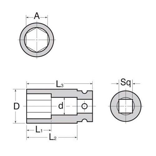 マキタ 六角ソケット 角ドライブ25.4mm 40-90 A-78564