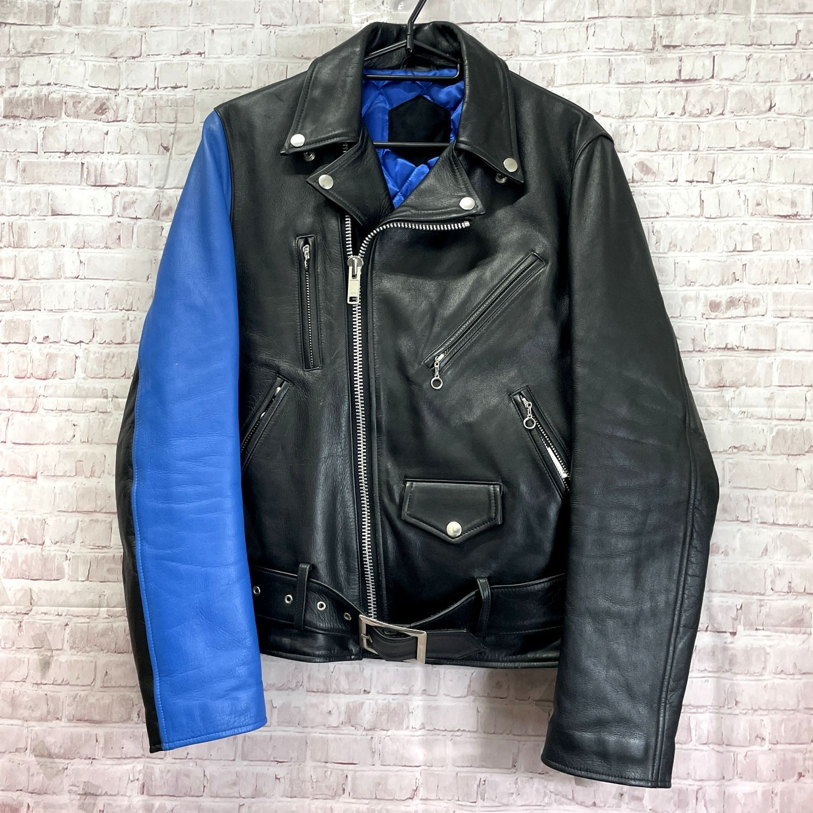 ANTI CLASS アンチクラス ダブル ライダースジャケット 良品】アンチクラス ダブルライダースジャケット 青黒 - メルカリ