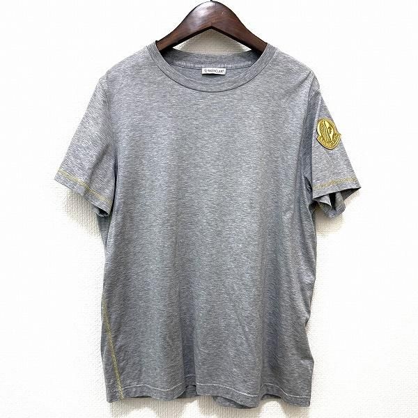 snc モンクレール Moncler Tシャツ グレー 半袖 ステッチ ゴールド