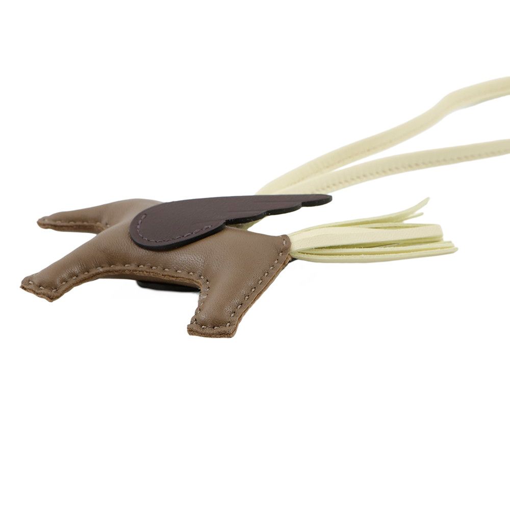 エルメス バッグチャーム ロデオPM ペガサス エトゥープ ジョーヌミルトン ルージュセリエ ラムスキン B刻印