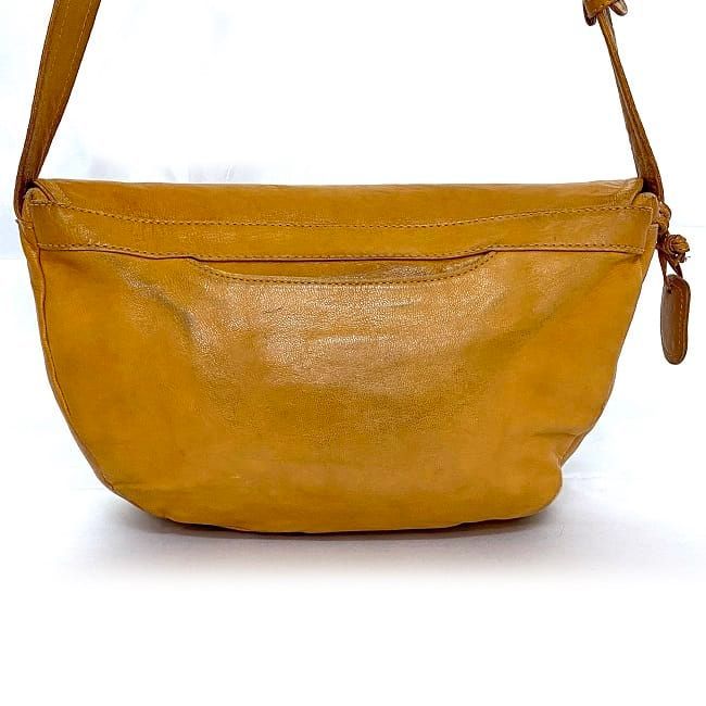 ゲンテン ショルダーバッグ キャメル ベージュ フラップ レザー 中古 