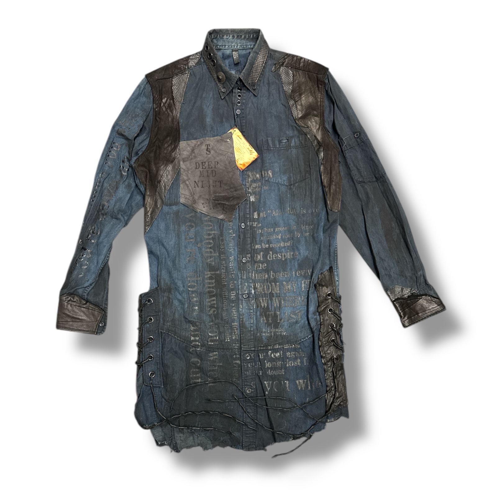 高評価なギフト Shohei Takamiya レザー切替シャツ ロングシャツ ハンドメイド トップス