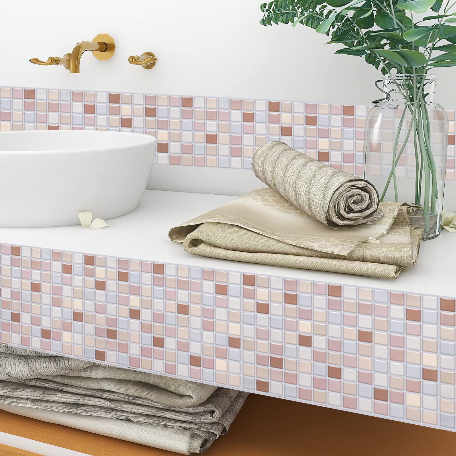 特価セール】MORCART「優しいミルクティー色」タイルシール 防水 耐熱  