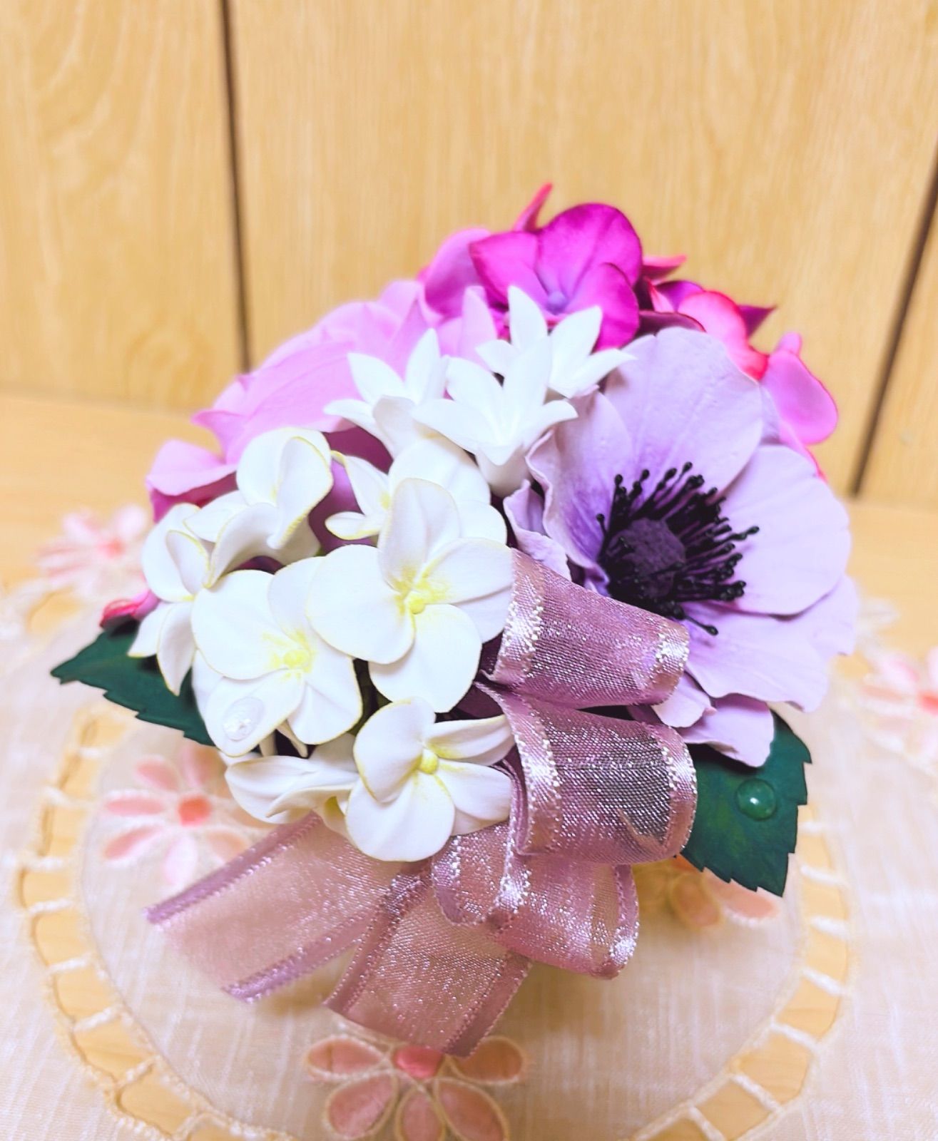 クレイフラワー・紫陽花のアレンジメント② - メルカリ
