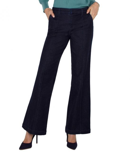 【送料無料】 リヴァプール ロサンゼルス レディース デニムパンツ ボトムス Mid-Rise Trouser With Pintucks Polished Denim Sturgis