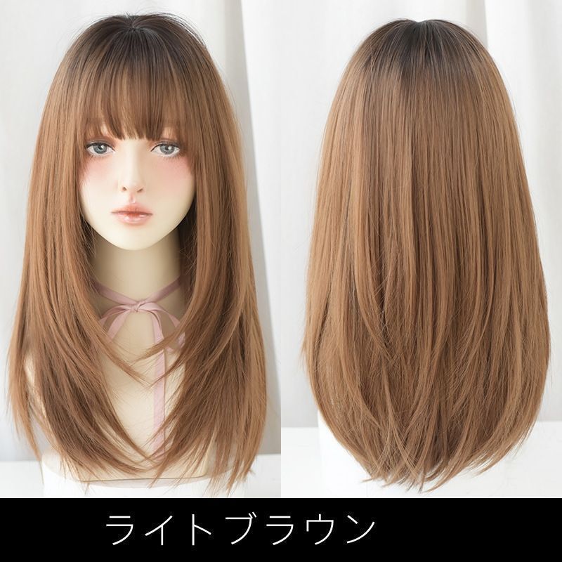 【新品未使用】KAZUEフルウィッグ レディース セミロング ライトブラウン ウィッグ かつら フルウィッグ レディース 髪 かみ セミロング