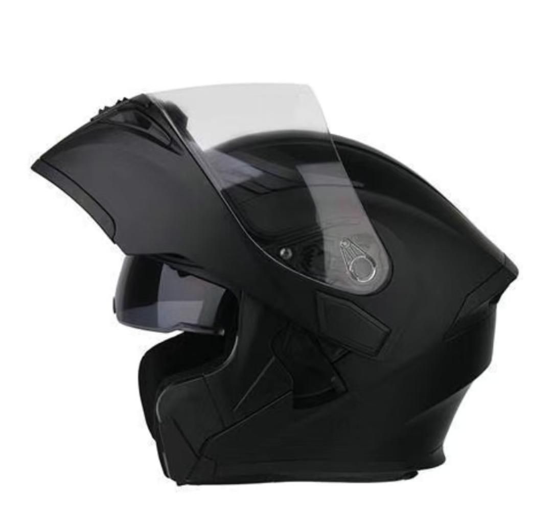 バイク オンロード用ヘルメットダブルレンズフルフェイスヘルメット艶消しブラック