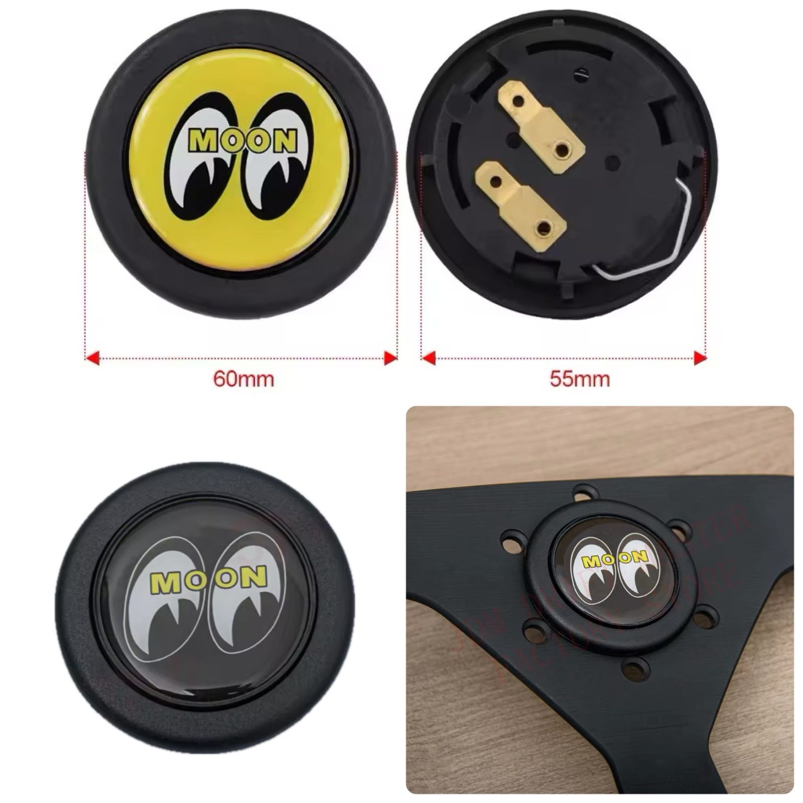 ホーンボタン ブラック／ブラック mooneyes ムーンアイズ ドレスアップ