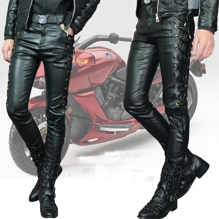 メンズ革パン 春秋冬 レザーパンツ バイクパンツ ロングパンツ スリム スキニー モーターパンツ ライダース