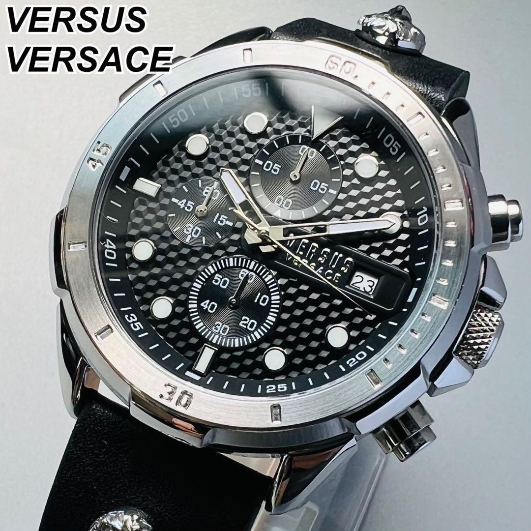 メンズ新品ヴェルサス ヴェルサーチ メンズ腕時計 シルバー 黒 