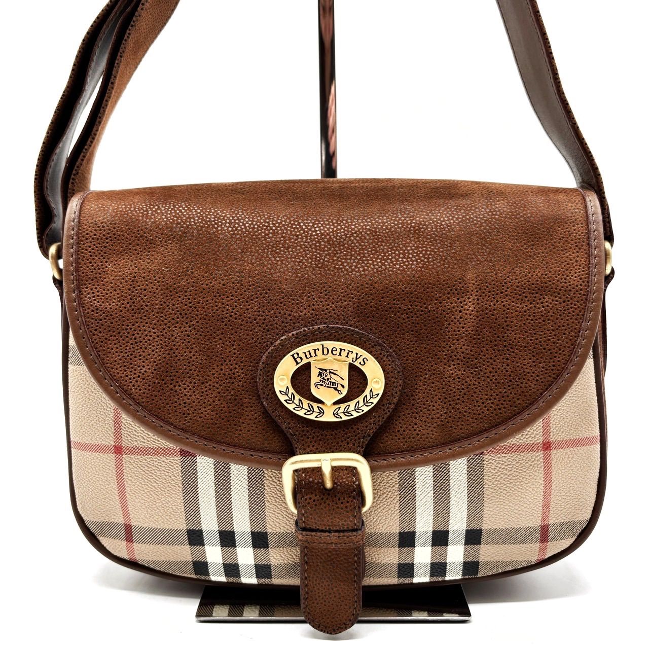 BURBERRY ショルダーバッグ ノバチェック ゴールドロゴプレート 