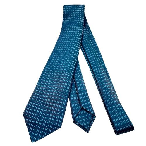 【HERMES】エルメス ネクタイ ネイビー HERMES エルメス ネクタイ ネイビー/ブルー シルク100％ 総柄
