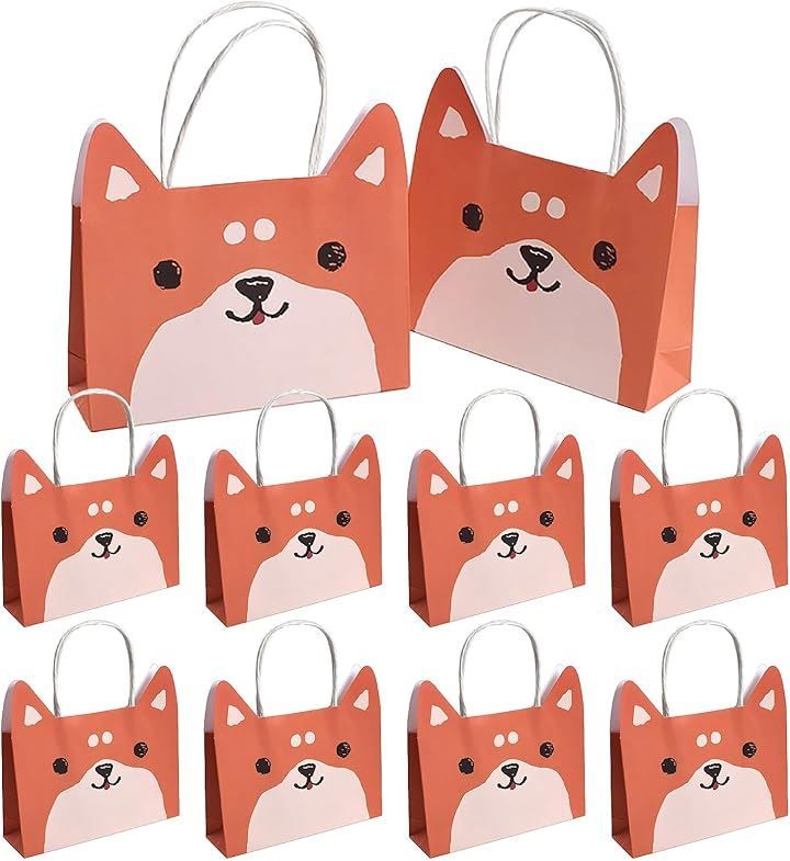 Thumbnail of Boono Small Wrapping Paper Bags Handbag Present Bags Animal Paper Bags Gift Packaging Everyday Use (Shiba Inu, Set of 20)