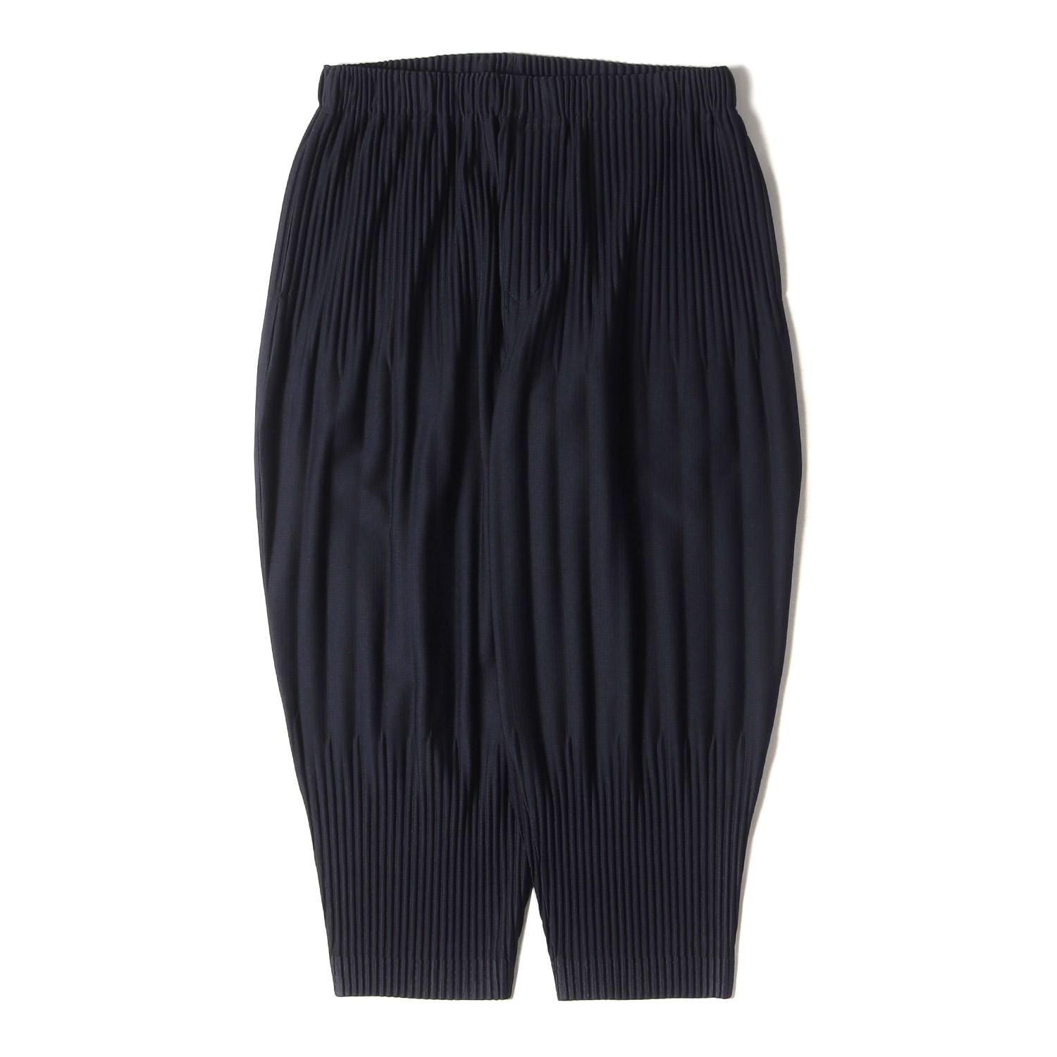 ISSEY MIYAKE イッセイミヤケ パンツ サイズ:2 BASICS プリーツ テーパードパンツ HP55JF153 HOMME PLISSE イージー  ネイビー 紺 ボトムス ズボン【メンズ】