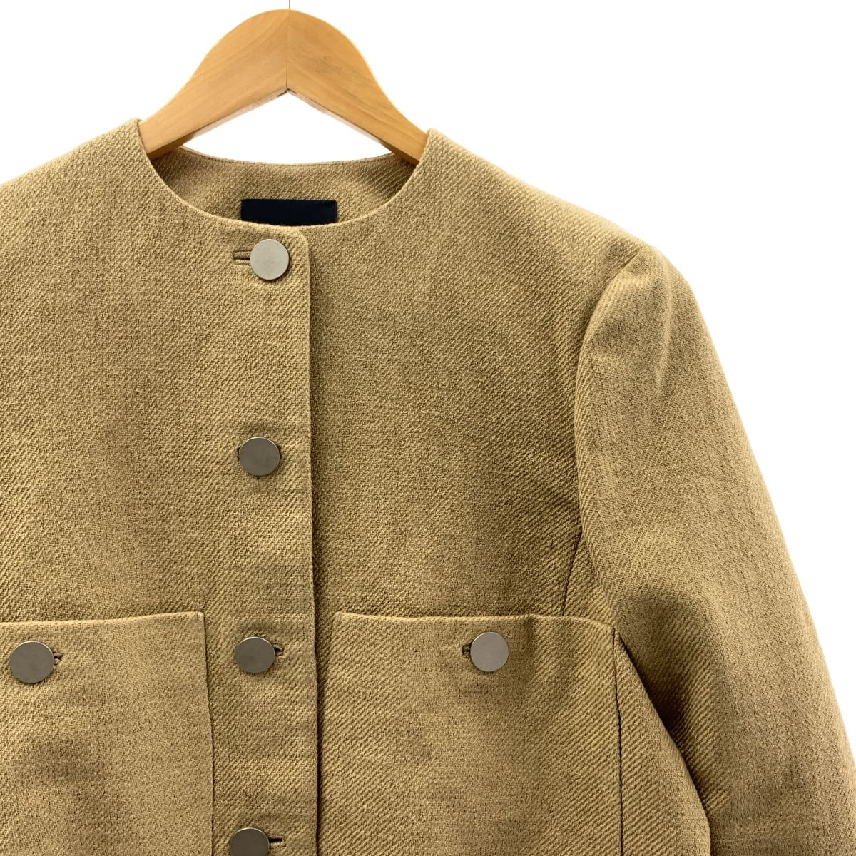 BOWTE | バウト | DOUBLE CLOTH SHORT JACKET | ノーカラー シングル ジャケット | 0 | ベージュ | レディース