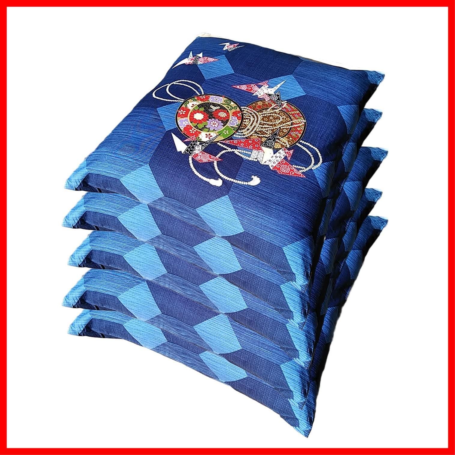 在庫 青 59x63 5枚 59x63 鼓 59 綿100 5枚セット 63 座布団カバー