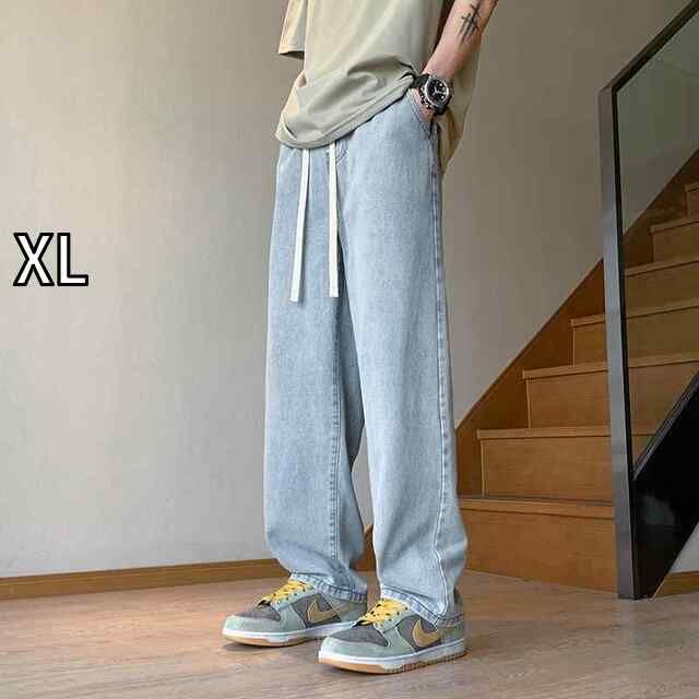 [XL]メンズ ファッション 服 男性用 オシャレ シンプル 大人 かっこいい 大きいサイズ ストリート 紳士服 ド リング ジーンズ 春秋 アメリカン ストリート ウォッシュ ストレート パンツ レトロ ワイド レッグ フレア