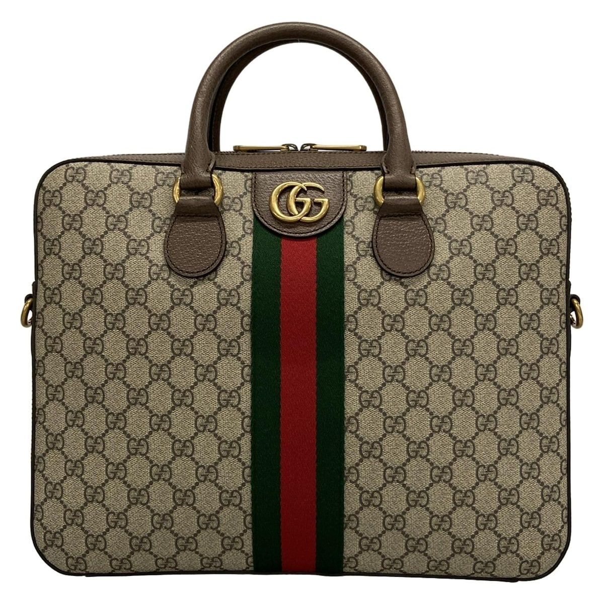GUCCI グッチ ビジネスバッグ オフィディア 574793 グレーベージュ×グリーン×レッド レザー