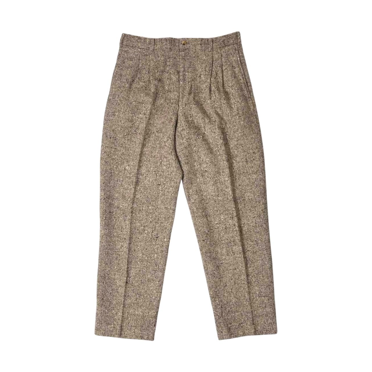 PAPAS パパス ツイード ネップ ツータック スラックスパンツ L/グレー