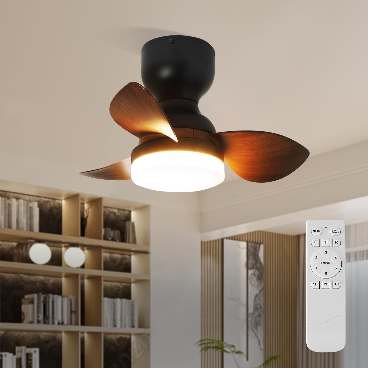 ブラウン Depuley シーリングファンライトLEDファンリモコン付き 木目調 風量調節 空気循環 LEDチップ内蔵 静音DCモータ 天井ファン 3段階調色 風量６段階調節 タイマー機能 省エネ おしゃれ シーリングライト 室内照明 子供部屋 寝室 りピング