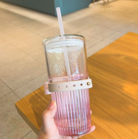 Starbucks - スターバックス リボン付きストローガラスタンブラー中国限定 STARBUCKS 新品 スタバ スターバックス リボン付きストローガラス